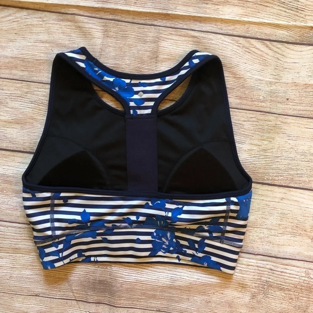 Kate Spade Blue Hibiscus Stripe Sports Bra‎ ✨